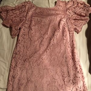 Pink Dress with Ruffle Sleeves